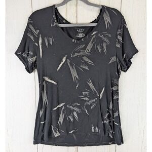 Apt 9 Size Large‎ Black White Pattern Short Sleeve Womens Top